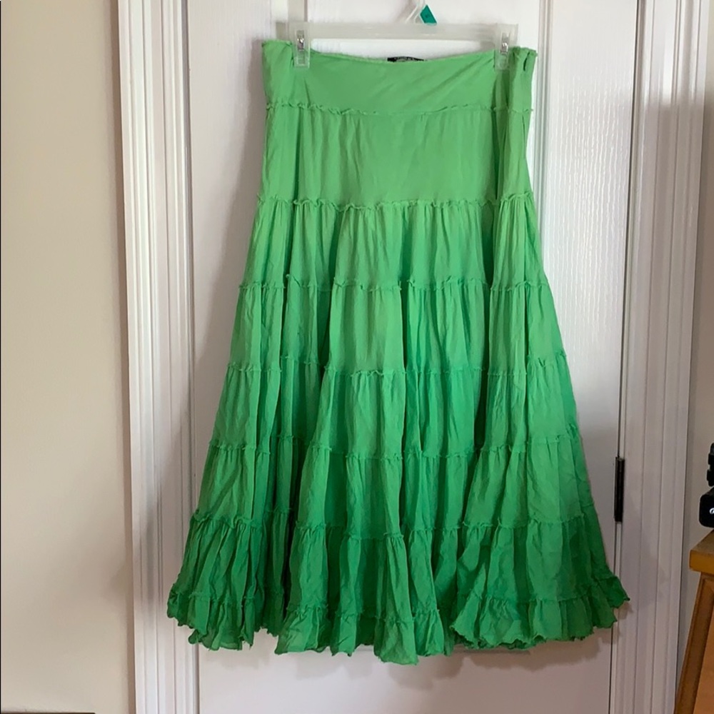Ombré green skirt, tiered, full, and delightful!